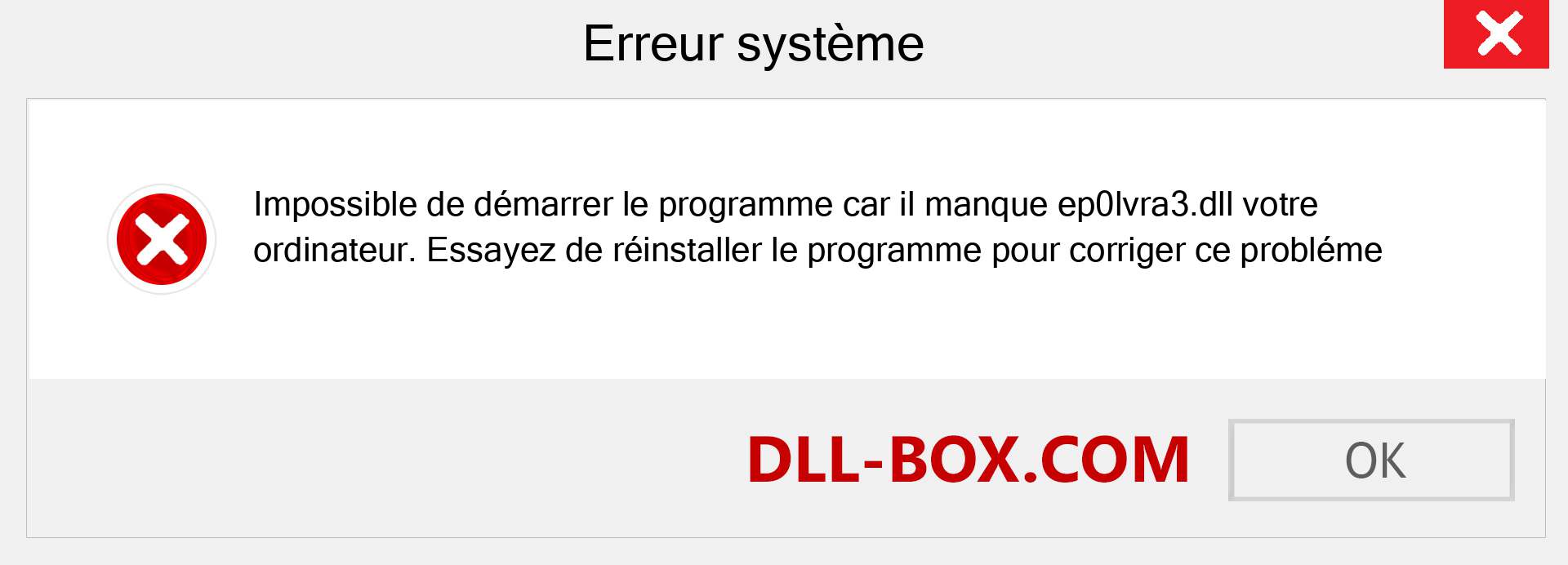 Le fichier ep0lvra3.dll est manquant ?. Télécharger pour Windows 7, 8, 10 - Correction de l'erreur manquante ep0lvra3 dll sur Windows, photos, images